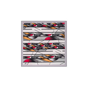 Pañuelo Cuadrado de Poliéster Blanco con Diseño Geométrico - Product Image 1