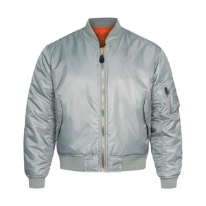 Hot sales 2024 premium stylish flight classic bomber <b>jacket</b> <b>Grey</b> color with ribbed collar hem and sleeve cuff - Product Image 1