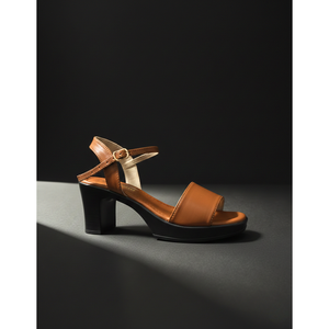 Sandales classiques à talon et bout pointu couleur tan 528 MS, chaussures de mariage avec plateforme élégante, semelle intérieure en PU, matériau TPU pour mariages d'été - Product Image 1