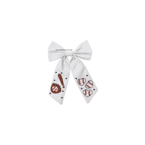 Accessoire de cheveux tendance en coton brodé avec nœud perlé pour équipe de baseball, design artisanal pour les fêtes et les encouragements d'équipe - Product Image 5