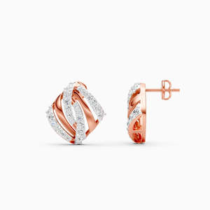 Boucles d'oreilles clous géométriques en alliage plaqué rhodium avec cristaux et strass sertis, bijoux classiques de mariage pour femme - Product Image 4