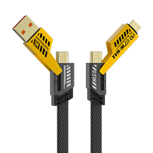 4-Trong-1 65W 27W Kim Loại USB-C Loại C Bện Sạc Cáp Kẽm Hợp Kim Nhanh Chóng Sạc Điện Thoại Di Động Dữ Liệu Dây Đa-Chức Năng Cáp USB - Product Image 1