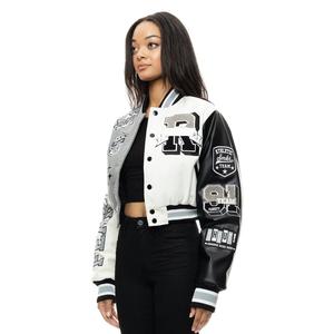 Oem Manufacturer High Quality Chenille Embroidery Women Custom Baseball Bomber Letterman Crop Leather Women Varsity <b>Jacket</b> - Product Image 5