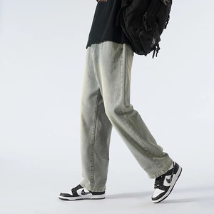 Jeans décontractés à jambe droite super longs pour hommes, hauteur 190cm, épaisseur 115/110cm, printemps, taille moyenne, service OEM, devant plat - Product Image 1