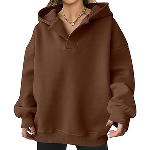 Sudadera con capucha gruesa personalizada para mujer, Color sólido, manga larga, deporte, gimnasio, Polar, pulóver, sudaderas lisas con capucha para mujer - Product Image 3