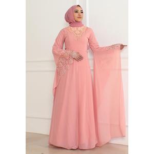 Vestido Casual Mega Merchant Powder 6127 Talla XS, Corte en A, Mangas Largas, Diseño de Parches, Cintura Natural, 100% Poliéster No Tejido - Product Image 1