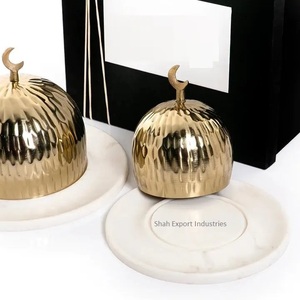 ถาดเสิร์ฟอาหารหินอ่อนพร้อมฝาโลหะถาดเสิร์ฟอาหารและเค้กถาดรองขนมตกแต่งร้านอาหารพร้อมโดม - Product Image 2