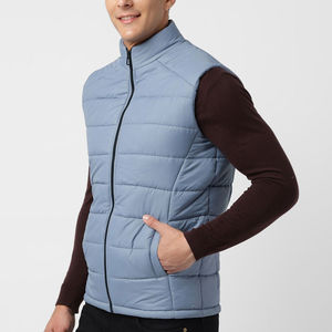 Veste matelassée grise pour hommes avec design personnalisé et logo à col montant à l'avant Coupe-vent tendance pour l'extérieur Service OEM - Product Image 6