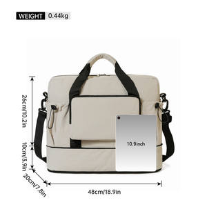 Sac de voyage à bandoulière amovible grande capacité, rangement portable pour bagages pour les courts séjours, fermeture éclair, doublure en polyester - Product Image 6