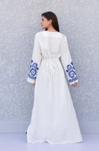 Nouveautés Robe Maxican brodée écologique pour femmes, manches longues, longueur au sol, dentelle, décoration, tour de taille naturel, longue - Product Image 4