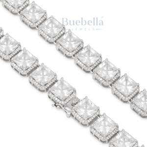 Hot Sale 14K Gold 925 <b>Silver</b> Plated 8mm Moissanite Diamond Princess-Cut Tennis <b>Chain</b> Hot Sale For <b>Men</b> - Product Image 6