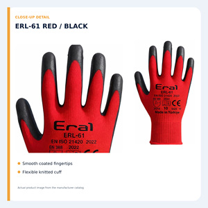 ถุงมือทำงานเคลือบไนไตรล์แบบประหยัด สีแดง-ดำ - Product Image 3