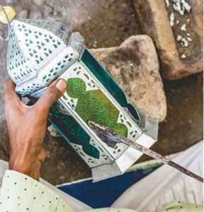 Lanternes en bois rustique et fer noir - Product Image 2