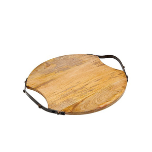 Plateau de service en bois avec poignée forme ronde pour la maison et l'hôtel plateaux de service pour aliments et boissons, pour plateau à bougies et décor à la maison - Product Image 2