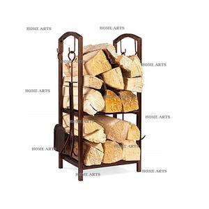 Porte-bûches de couleur noire en fer la plus vendue porte-bûches en fer solide de forme et de taille personnalisées pour accessoires de foyer - Product Image 4