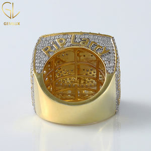 Popular Design Round Brilliant Cut Lab Grown <b>Diamond</b> Square Design Customized Letter Men's Hip Hop Ring - Product Image 4