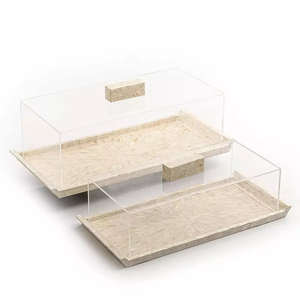 Plateau de service incrusté de nacre avec couvercle en acrylique Plateaux de service en chocolat MOP Utilisé Home Hotel Restaurant By Craft N Creation - Product Image 3