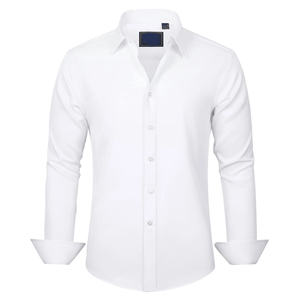 Camisas formales de oficina de calidad superior para hombres Diseño personalizado Color sólido Suave Slim Fit Camisas formales cómodas para hombres de BD - Product Image 1