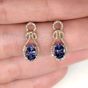 ต่างหู2ct เงินสเตอริง925แบบกลมประดับเพชรโมอิสยอดนิยมของผู้หญิง - Product Image 1