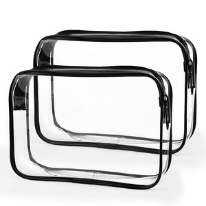 Bolsa de cosméticos de moda para mujer con cremallera de PVC transparente Material de poliéster impermeable personalizado Hecho en Vietnam - Product Image 3