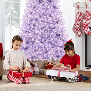 2025 New Style Pre-Lit Lavender <strong>Purple</strong> <strong>Christmas</strong> Tree, 6FT Artificial Full Holiday <strong>Decoration</strong> W/ Warm White Lights - Product Image 5