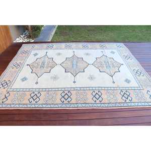 Alfombra Turca Vintage Grande de 6.7x8.5 pies, Alfombra de Lana Azul - Product Image 3