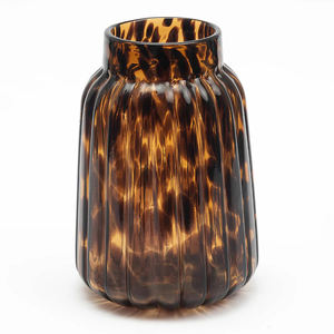 Vase en verre ambre léopard artisanal de qualité d'exportation, vase décoratif de luxe pour centre de table - Product Image 3