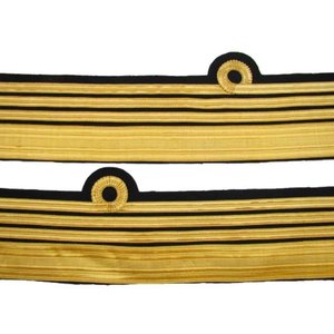 Manchettes de cérémonie de haute qualité en promotion, avec 1 boucle et 2 barres, en fil doré, pour grades de commandant - Product Image 4