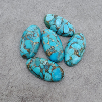 Pierres précieuses naturelles de qualité AAA+ en turquoise bleue cuivrée, forme ovale grande taille, cabochon à dos plat, calibrées toutes tailles, certifiées par un tiers