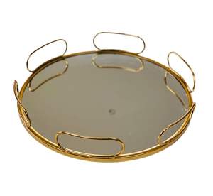 Bandeja de espejo decorativa de Navidad redonda de estilo europeo de alta calidad artesanía de Metal hecha a mano con chapado en oro - Product Image 2