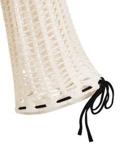 Pull court en tricot crochet blanc pour femmes, broderie d'étoiles, tissage ouvert, manches évasées, lacets sur les poignets, haut tendance, style bohème, streetwear d'été - Product Image 3