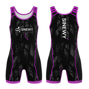 Trajes de Lucha Elásticos de Diseño Personalizado con Logotipo Frontal para Entrenamiento y Competición - Paquete Económico 100% Poliéster - Product Image 3