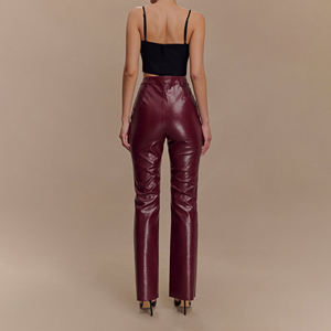 Pantalones de Cuero Personalizados OEM para Mujer, Cintura Media, Estilo Urbano para Invierno, Frente Plano, Estilo 2026 - Product Image 6