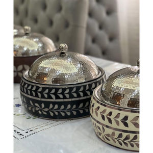 Table Top Kitchen Ware Organizer Bone Inlay Food Hot Pots Hammered <b>Lids</b> Ramadan Food <b>Serving</b> <b>Dish</b> Handmade Food Warmer - Product Image 4