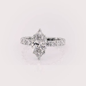 Bague de fiançailles et de mariage en diamant de laboratoire taille marquise certifié IGI, or rose/blanc et jaune 9 carats - Product Image 6