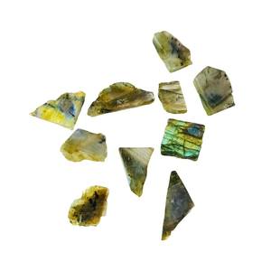 10 pièces Flashy Labradorite Slice Cabochon Set! Pierres précieuses multiformes polies 64 carats pour la fabrication de bijoux - Product Image 6