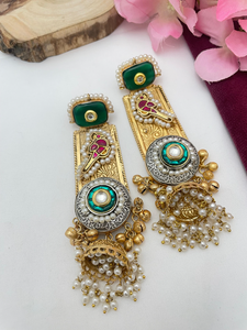 ต่างหูทองเหลืองแบบอามราปาลีดั้งเดิมสำหรับผู้หญิง ต่างหูแบบห้อยสไตล์ชาติพันธุ์ เหมาะสำหรับงานเทศกาล งานแต่งงาน และงานเฉลิมฉลองทางวัฒนธรรม - Product Image 4