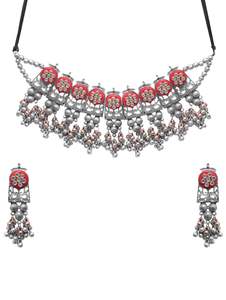 Conjunto de joyería de boda de plata oxidada Ruhi más vendido del proveedor indio directo Collar de cadenas de moda tribal geométrica - Product Image 4