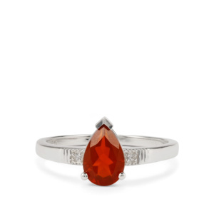 Bague en opale de feu américaine 0,94 ct avec zircon blanc, bijoux de mode en argent sterling - Product Image 2