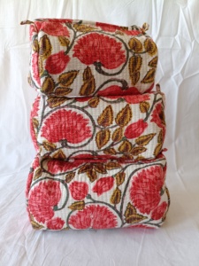 High Quality Handmade Eco-friendly Quilted Vintage Makeup <b>Bag</b> Set Indian Block Printed Small Medium Zipper Sustainable <b>Wash</b> <b>Bags</b> - Product Image 1