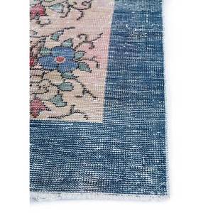 Alfombra de Lana Azul Vintage Hecha a Mano Pae-2341 con Patrón Floral Abstracto, Alfombra Rectangular Trenzada para Sala de Estar, Pasillo y Hogar - Product Image 4