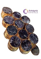 Sous-verre en agate d'améthyste naturelle tranche d'agate avec bordure plaquée or sous-verre gravé sous-verre en agate naturelle faite à la main améthyste