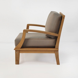 โซฟาในร่มกลางแจ้งเดี่ยวจากไม้สักธรรมชาติการออกแบบที่เรียบง่ายโฟมที่เต็มไปด้วยผ้าสำหรับบ้านวิลล่าอพาร์ทเม้นห้องนั่งเล่น - Product Image 6