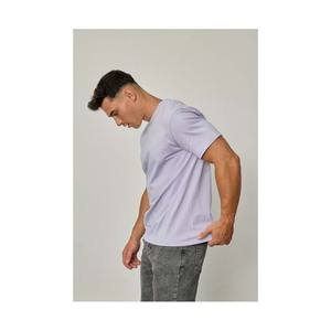 Personnalisé Vintage Hommes T-Shirt 100% Coton O-Neck Batik Conception Solide Couleur Lâche Manches Courtes Lourd 250g Tissu Tricoté - Product Image 6