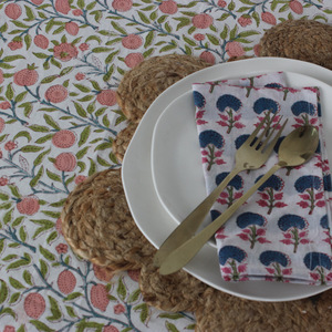 Mantel de comedor floral redondo y rectangular con estampado de bloques de mano de algodón indio de calidad superior de 72 pulgadas para el hogar de bodas - Product Image 4