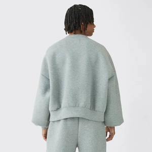 Venta al por mayor por encargo de talla grande de cuello redondo pulóver peso pesado básico sudadera personalizado bordado Logo sudaderas con capucha y sudadera - Product Image 5