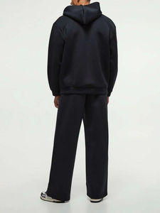 Customized High Quality Winter <b>Oversized</b> Zip Full Length Black Color Men's Hoodie Tracksuits & baggy <b>Sweatpants</b> 100% Cotton - Product Image 2