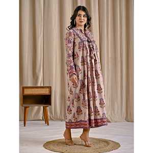 Vestido Corto Bohemio Elegante con Estampado de Algodón Gris Azulado, Talla Única, con Borlas Delanteras, Cintura Natural, Transpirable, Ideal para el Día o para Salir de Fiesta, Talla XS - Product Image 6