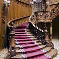 Escalier incurvé de luxe sur mesure CBMmart avec marches en bois pour villa et duplex