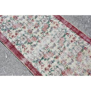 Vintage turco clásico rojo blanco Patchwork diseño alfombra 2,8 X 5,4ft lana Material látex respaldo Tabriz adolescentes estilo gran área conjunto - Product Image 5